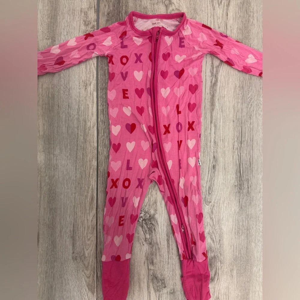 Little Sleepies Pink Heart Footies Pajamas